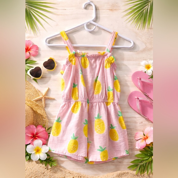 Garanimals Other - 365 Kids by Garanimals Pink Pineapple Romper Girls Size 7 Summer Tropical